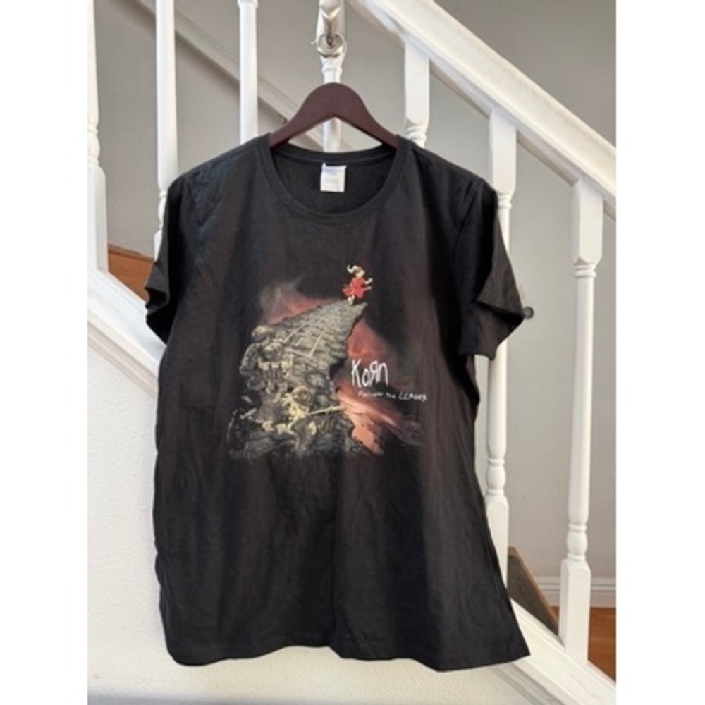 Korn Follow the Leader Band T-Shirt Black Port & Company Graphic Tee Large